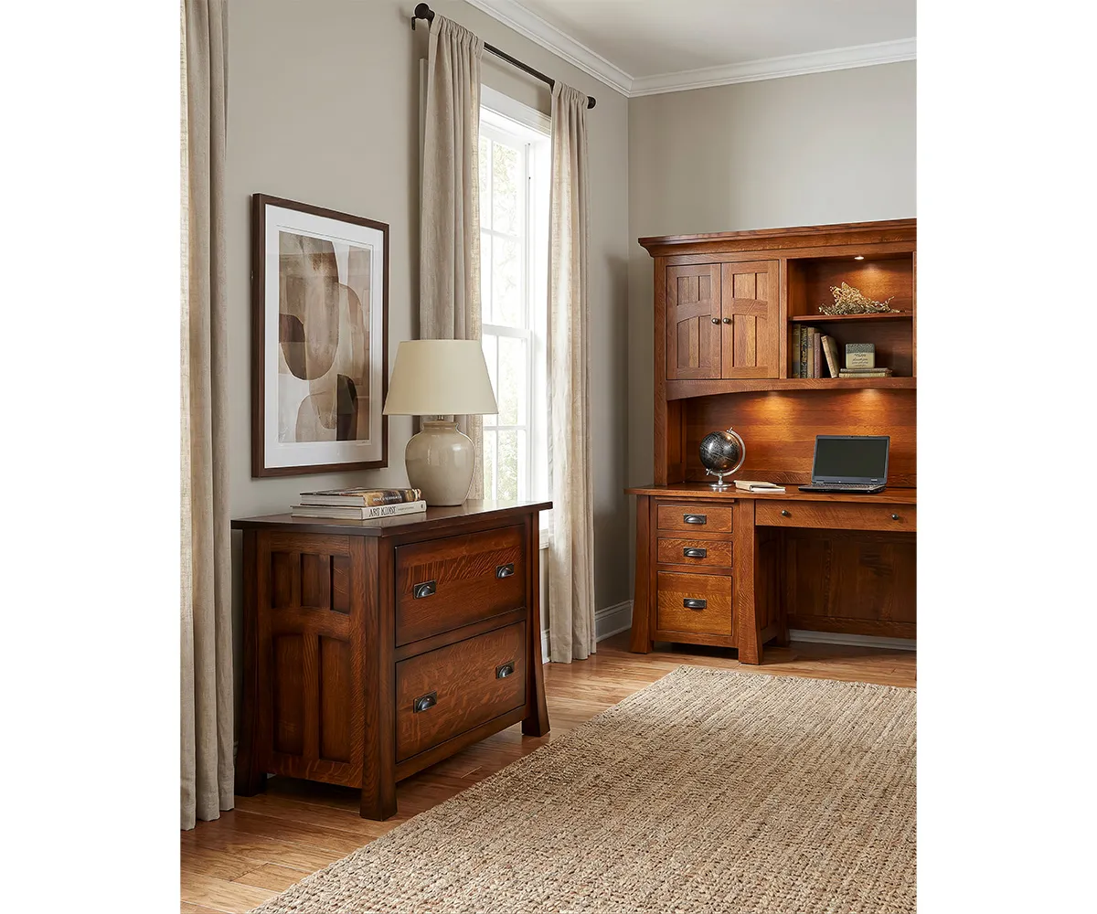 Bridgefort Mission Corner Desk with Hutch - 84"W - Image 5